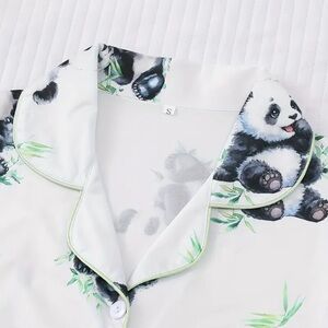 Panda Print Pajamas White and Green Unisex Size M